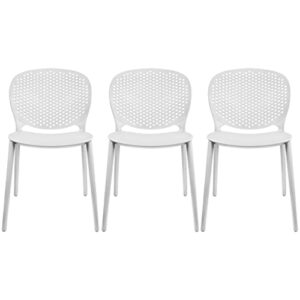 2xhome set of 3 modern pool patio chairs, plastic armless dining side chairs for indoor or outdoor use, white