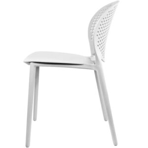 2xhome Set of 3 Modern Pool Patio Chairs, Plastic Armless Dining Side Chairs for Indoor or Outdoor Use, White