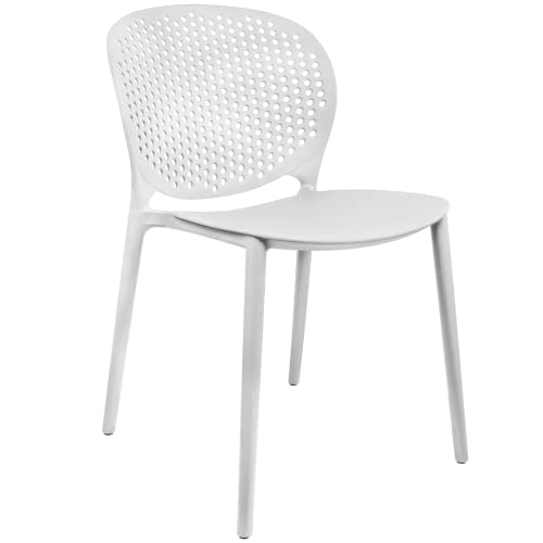 2xhome Set of 3 Modern Pool Patio Chairs, Plastic Armless Dining Side Chairs for Indoor or Outdoor Use, White