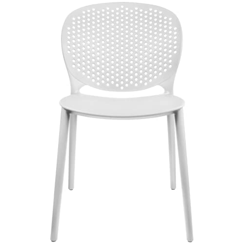 2xhome Set of 3 Modern Pool Patio Chairs, Plastic Armless Dining Side Chairs for Indoor or Outdoor Use, White