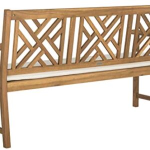 Safavieh PAT6738A Outdoor Collection Bradbury 3 Seat Bench, Natural/Beige