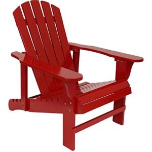 sunnydaze adirondack chair with adjustable backrest – natural fir wood material – outdoor patio chair – 250-pound weight capacity – red