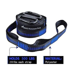 GEEZO Hammock Straps, 40 Loops Combined with Two Extra Long 10ft XL Hammock Straps Heavy Duty Triple Stitched Non-Stretch Polyester Hammock Tree Straps (Holds up to 500Lbs) (Blue)