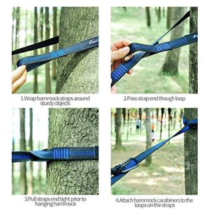 GEEZO Hammock Straps, 40 Loops Combined with Two Extra Long 10ft XL Hammock Straps Heavy Duty Triple Stitched Non-Stretch Polyester Hammock Tree Straps (Holds up to 500Lbs) (Blue)