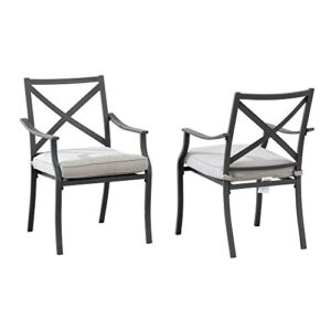 amazon brand – ravenna home archer steel-framed outdoor patio dining chairs, set of 2, 35″h, gray