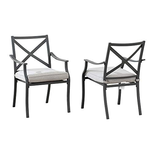 Amazon Brand - Ravenna Home Archer Steel-Framed Outdoor Patio Dining Chairs, Set of 2, 35"H, Gray