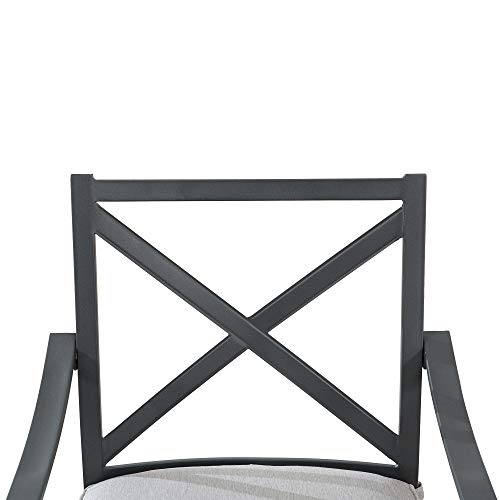 Amazon Brand - Ravenna Home Archer Steel-Framed Outdoor Patio Dining Chairs, Set of 2, 35"H, Gray