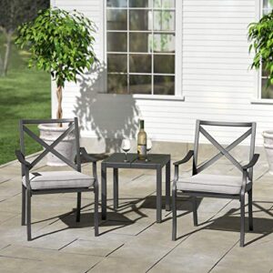 Amazon Brand - Ravenna Home Archer Steel-Framed Outdoor Patio Dining Chairs, Set of 2, 35"H, Gray