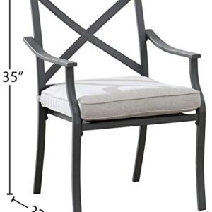 Amazon Brand - Ravenna Home Archer Steel-Framed Outdoor Patio Dining Chairs, Set of 2, 35"H, Gray