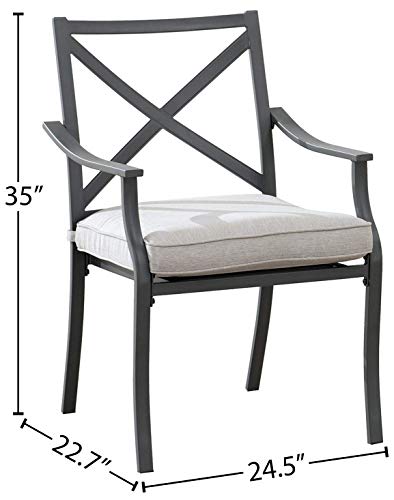 Amazon Brand - Ravenna Home Archer Steel-Framed Outdoor Patio Dining Chairs, Set of 2, 35"H, Gray