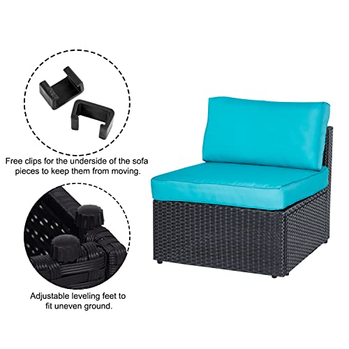 kinbor 2 Piece Patio Backyard Furniture Sets Rattan Sectional Sofa with Washable Couch Cushions (Loveseats Turquoise)