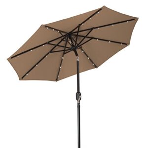 trademark innovations 7′ solar led patio umbrella (tan)