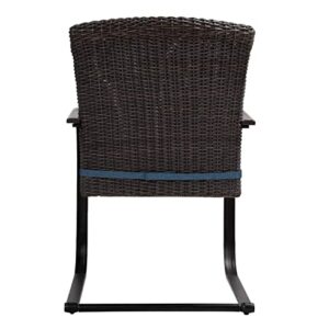 Grand patio 2 Pieces Dining Wicker Chair Set,Outdoor Dining Set,Steel Frame Rocking Chair with Cushion for Conversation for Yard,Garden,Backyard, Deck,Bistro(Peacock Blue)