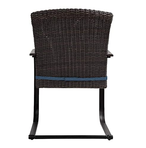 Grand patio 2 Pieces Dining Wicker Chair Set,Outdoor Dining Set,Steel Frame Rocking Chair with Cushion for Conversation for Yard,Garden,Backyard, Deck,Bistro(Peacock Blue)