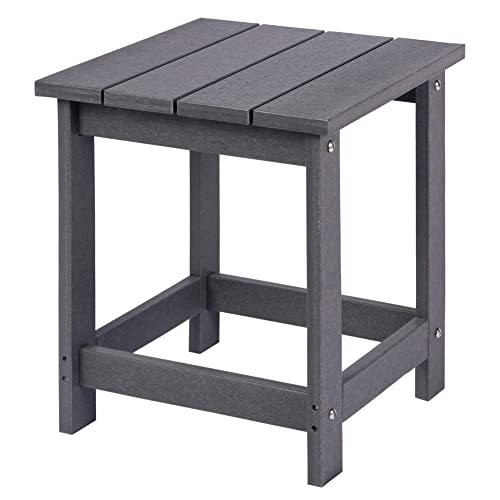 LZRS Adirondack Square Side Table, Pool Composite Patio Table,HDPE End Tables for Backyard,Pool, Indoor Companion, Easy Maintenance & Weather Resistant(Grey)