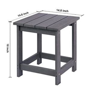 LZRS Adirondack Square Side Table, Pool Composite Patio Table,HDPE End Tables for Backyard,Pool, Indoor Companion, Easy Maintenance & Weather Resistant(Grey)