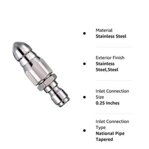 5000 PSI Sewer Jetter Nozzle Pressure Drain Jetter Hose Nozzle for 1/4 Pressure Washer Quick Connector