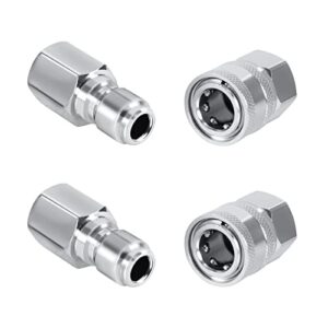 edicapo 2 sets npt 3/8 inch stainless steel male and female quick connector kit male female 3/8 quick connect fittings pressure washer adapters pressure washer accessories (internal thread)