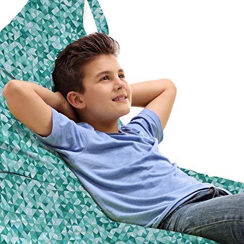 Ambesonne Teal Lounger Chair Bag, Triangle Mosaic with Polygon Shapes with Shadows Effect Illustration Print, High Capacity Storage with Handle Container, Lounger Size, Teal Green