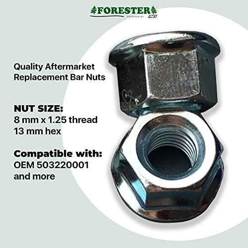 Forester Chainsaw Replacement Bar Nuts - New 6 Pack Chain Saw Nuts Fits Husqvarna Jonsered Partner Replaces OEM 503220001 Chainsaw Parts and Accessories Sprocket Cover Flange Nut for Guide Bars