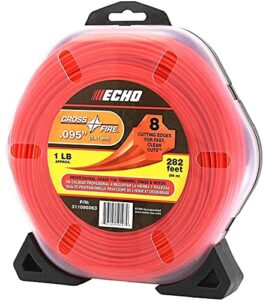 echo 311095063 cross-fire line 1 lb. donut .095″ diam, 282 ft / 86 m professional grade trimmer wire, fits outdoor power trimmers, for medium to heavy grass and weeds