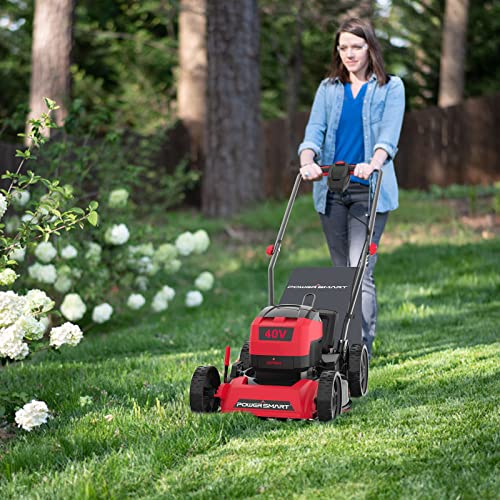 PowerSmart Lawn Mower Battery Powered with Bag, 17 Inch 3-in-1 with 40V 4.0Ah Lithium-ion Battery and Charger