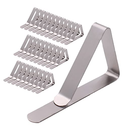 32 Pack Tablecloth Clips, Stainless Steel Picnic Table Clips, Rust Proof Table Cloth Clips, Reusable Table Cloth Holders, Premium Table Cover Clamps for Restaurant Wedding Picnic Party Outdoor Dining