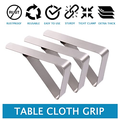 32 Pack Tablecloth Clips, Stainless Steel Picnic Table Clips, Rust Proof Table Cloth Clips, Reusable Table Cloth Holders, Premium Table Cover Clamps for Restaurant Wedding Picnic Party Outdoor Dining