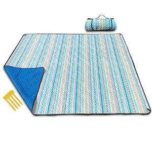kuosen outdoor picnic blanket beach blanket sandproof waterproof 79”x59” 3 layers, sandproof beach blanket, picnic blanket waterproof extra large beach blanket (bohemia 79×59)