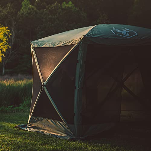 Gazelle Tents™, G5 5-Sided Portable Gazebo, Easy Pop-Up Hub Screen Tent, Waterproof, UV Resistant, 4-Person & Table, Alpine Green, 85" x 115" x 106", GK909 Includes FREE 3 pack of wind panels