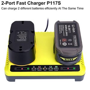 Biswaye P117S Dual Chemistry Fast Charger Compatible with Ryobi 12V-18V ONE+ Battery Lithium NiCad NiMh P102 P190 P189 P108 P105 P103 P107 PBP004 PBP005 PBP003 PBP002