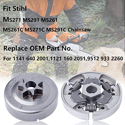 Mtanlo .325 Spur Sprocket Cover Clutch Drum Kit For Stihl MS261 MS261C MS271 MS271C MS291 MS291C Chainsaw Replace # 1121 160 2051, 1141 640 2001