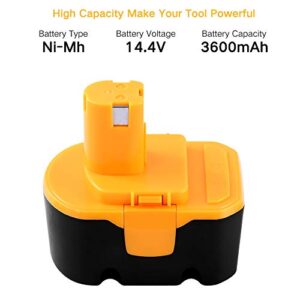 [Upgraded] 3600mAh Replacement Battery Compatible with Ryobi 14.4V Battery 1314702 130224010 130224011 130281002 1400144 1400655 HP1441 HP1441M HP1441MK2 HP1442M Battery Cordless Power Tools