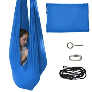 toparchery indoor therapy swing for teens w/more special needs, cuddle hammock ideal for autism, adhd, aspergers and sensory integration snuggle swing hammocks (blue)