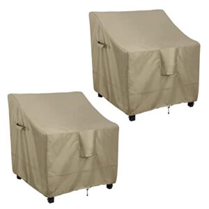 outdoorlines outdoor waterproof furniture chair cover – uv-resistant patio lawn chair covers for outdoor furniture windproof heavy duty chair covering, 2 packs, 33.5wx31.5dx36h inches, camel