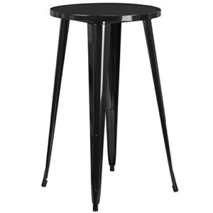 flash furniture commercial grade 24″ round black metal indoor-outdoor bar height table