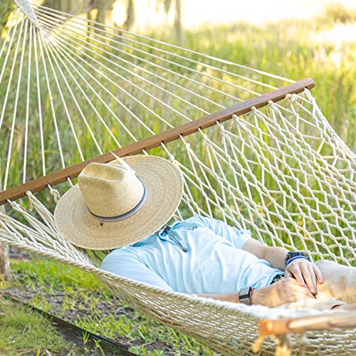 Castaway Living 13 ft. Double Traditional Hand Woven Cotton Rope Hammock with Free Extension Chains & Tree Hooks, Designed in The USA, Accommodates Two People with a Weight Capacity of 450 lbs.
