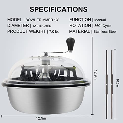 MELONFARM 13-Inch Bud Leaf Bowl Trimmer Twisted Spin Cut for Hydroponic Plant with Sharp Stainless Steel Blades