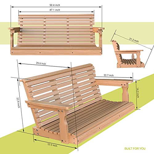 Vaneventi Porch Swing, Outdoor Poly Lumber Swing, Fade-Resistant Patio Swing, 600lbs Duty Rating, 304 SS Chains, All-Weather Garden Swing for Enjoying and Relaxing