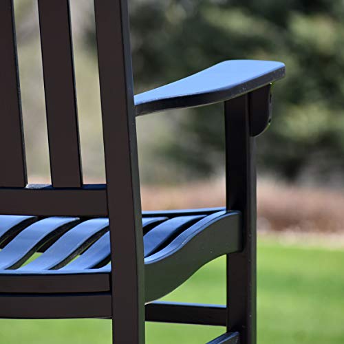World's Finest Rocker Outdoor Rocking Chair - Wood Painted Glossy Black, Cushion Available