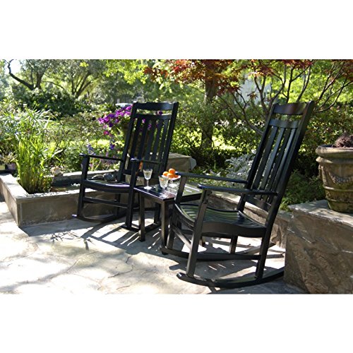 World's Finest Rocker Outdoor Rocking Chair - Wood Painted Glossy Black, Cushion Available