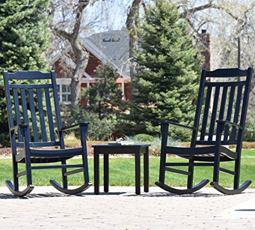 World's Finest Rocker Outdoor Rocking Chair - Wood Painted Glossy Black, Cushion Available