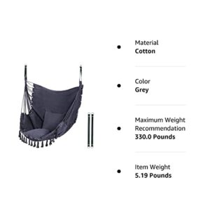 RedSwing Hanging Hammock Chair, Hanging Rope Swing with 2 Cushions and Hardware Kits, Quality Cotton Weave for Superior Comfort and Durability, Max Load 330Lbs