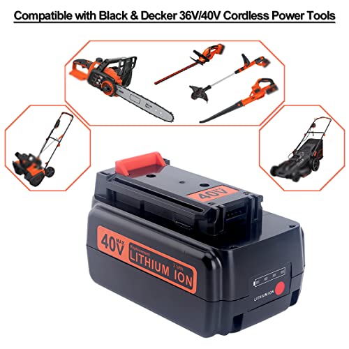 Biswaye 40V 3.0Ah Lithium Battery Compatible with Black & Decker 36V/40V Max Battery LBX2040 LBX1540 LBX2540 LBXR2036 LBX2240 LBXR36 36V/40V Max Cordless Power Tools