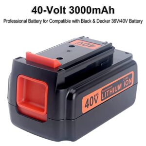 Biswaye 40V 3.0Ah Lithium Battery Compatible with Black & Decker 36V/40V Max Battery LBX2040 LBX1540 LBX2540 LBXR2036 LBX2240 LBXR36 36V/40V Max Cordless Power Tools