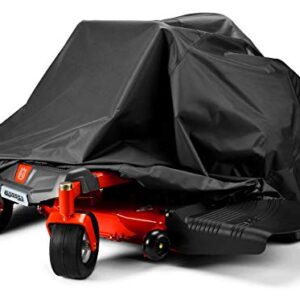 Zero-Turn Mower Cover, Universal Fit Heavy Duty 600D Polyester Oxford, Weatherpoof UV Protection with Windproof Buckle, Drawstring & Cover Storage Bag, Tractor Cover Up to 60" Lawn Mower Decks
