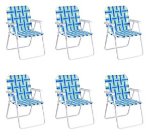 happygrill 6 pack folding chairs set portable lightweight web dining chair for patio garden beach party