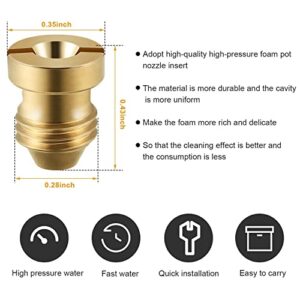 4 Pieces 1.1 mm Foam Cannon Orifice Nozzle and 10 Pieces Foam Maker, High Replacement Thread Nozzle 3000 PSI for Snow Foam Lance Supplies (Gold)