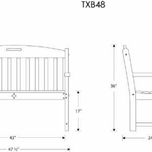 Trex Outdoor Furniture TXB48CB 48-Inch Yacht Club Bench, Charcoal Black