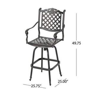 Christopher Knight Home Avon Outdoor Cast Aluminum Bar Stools, 2-Pcs Set, Shiny Copper